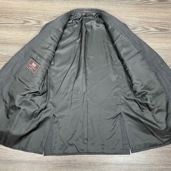 Hickey Freeman Brown & Blue Plaid Sport Coat 42R - Picture 4 of 6